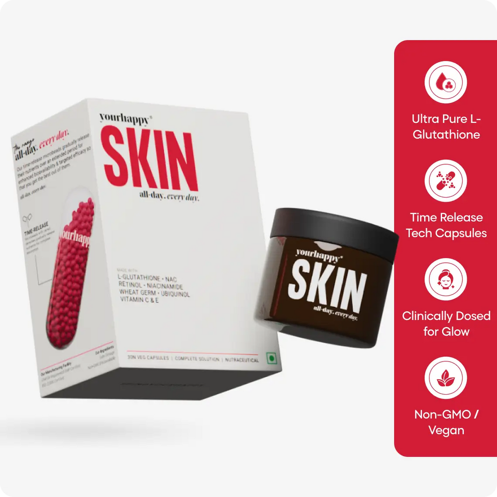 30 capsules YourHappy Skin with L-Glutathione, Niacinamide, Retinol, Vitamins C & E