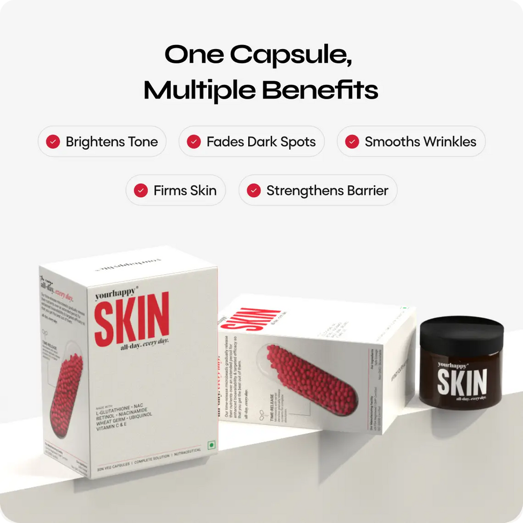 30 capsules YourHappy Skin with L-Glutathione, Niacinamide, Retinol, Vitamins C & E
